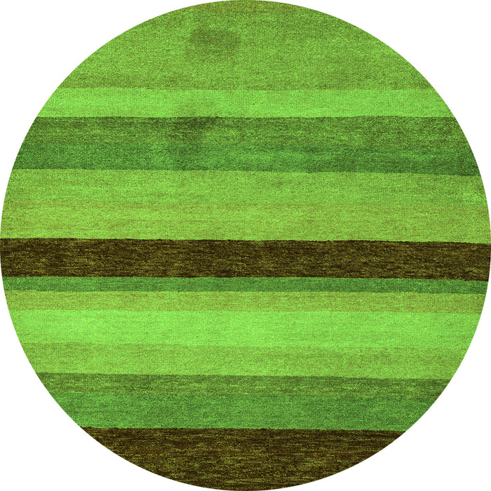 Round Machine Washable Abstract Green Modern Area Rugs, wshabs5454grn