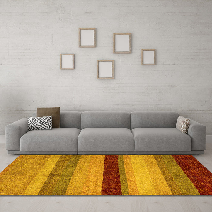 Machine Washable Abstract Yellow Modern Rug in a Living Room, wshabs5454yw