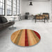 Round Abstract Orange Modern Rug in a Office, abs5454