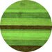 Round Abstract Green Modern Rug, abs5454grn