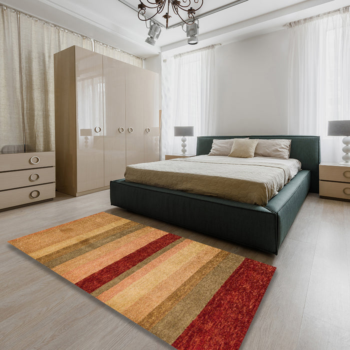 Machine Washable Abstract Orange Rug in a Bedroom, wshabs5454