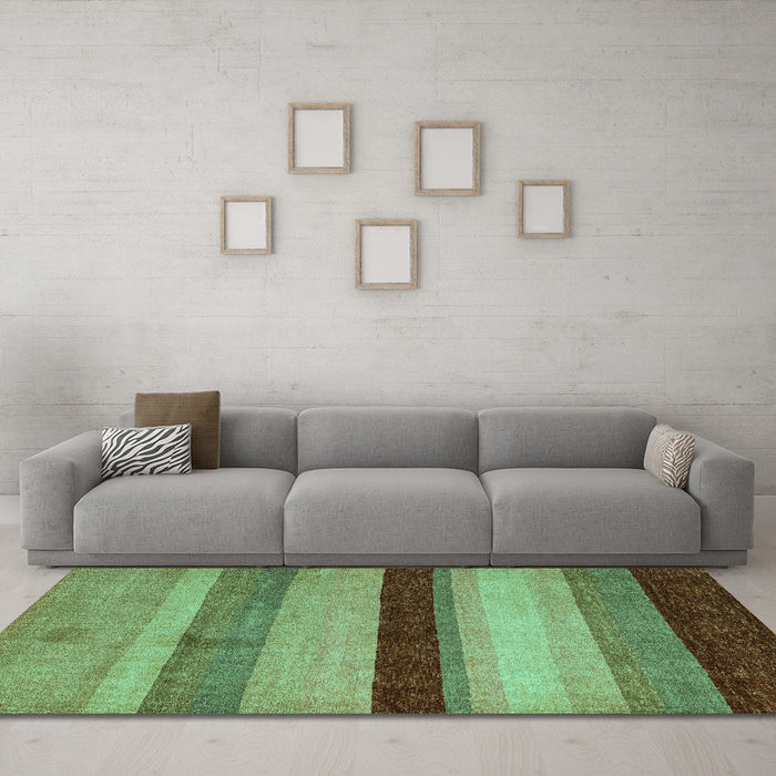 Machine Washable Abstract Turquoise Modern Area Rugs in a Living Room,, wshabs5454turq