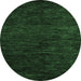 Round Abstract Emerald Green Modern Rug, abs5455emgrn