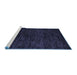 Sideview of Machine Washable Abstract Blue Modern Rug, wshabs5455blu