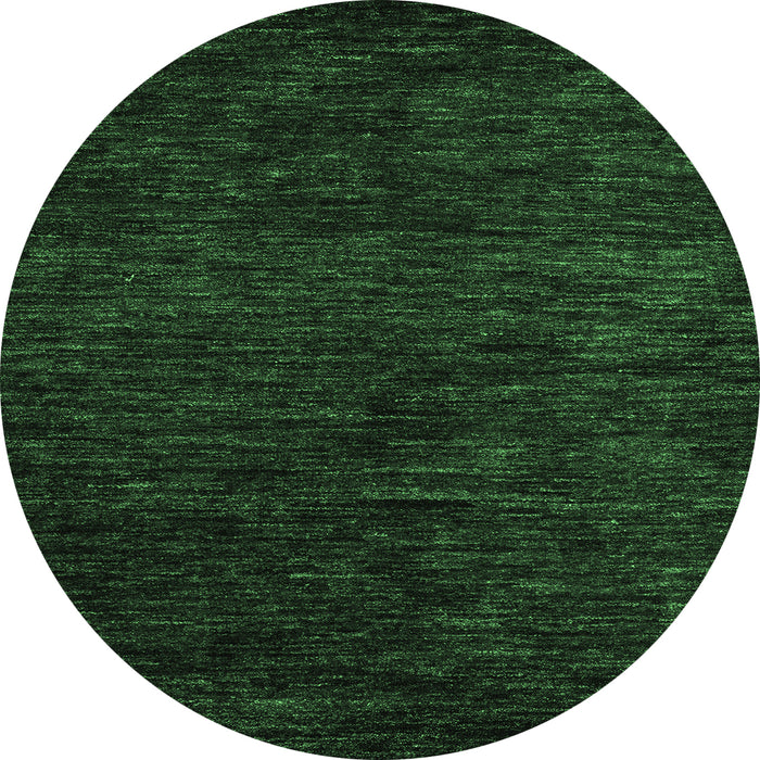 Round Machine Washable Abstract Emerald Green Modern Area Rugs, wshabs5455emgrn