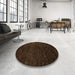 Round Machine Washable Abstract Sepia Brown Rug in a Office, wshabs5455