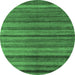 Round Abstract Emerald Green Modern Rug, abs5456emgrn