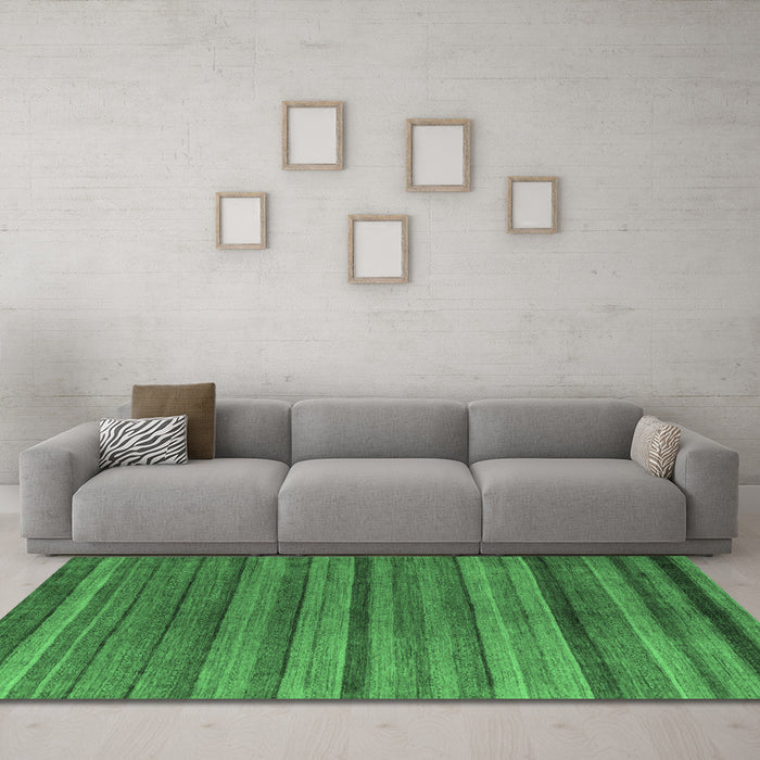 Machine Washable Abstract Emerald Green Modern Area Rugs in a Living Room,, wshabs5456emgrn