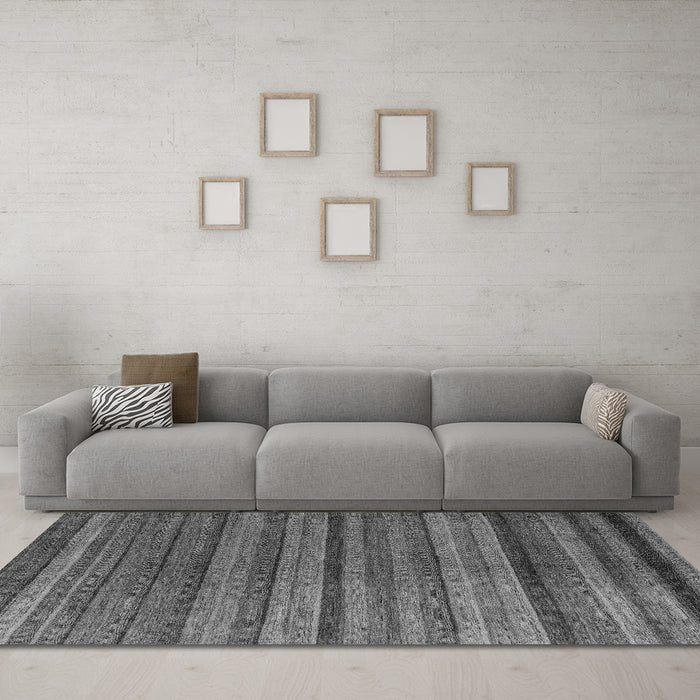 Machine Washable Abstract Gray Modern Rug in a Living Room,, wshabs5456gry