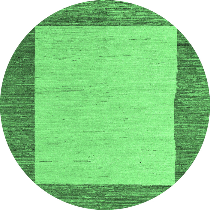 Round Machine Washable Abstract Emerald Green Modern Area Rugs, wshabs5457emgrn