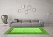 Machine Washable Abstract Green Modern Area Rugs in a Living Room,, wshabs5457grn