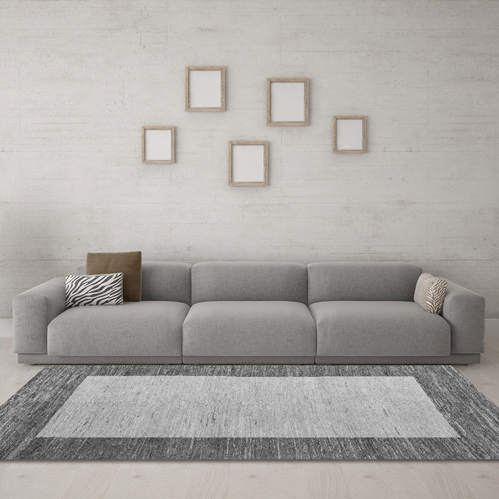 Machine Washable Abstract Gray Modern Rug in a Living Room,, wshabs5457gry