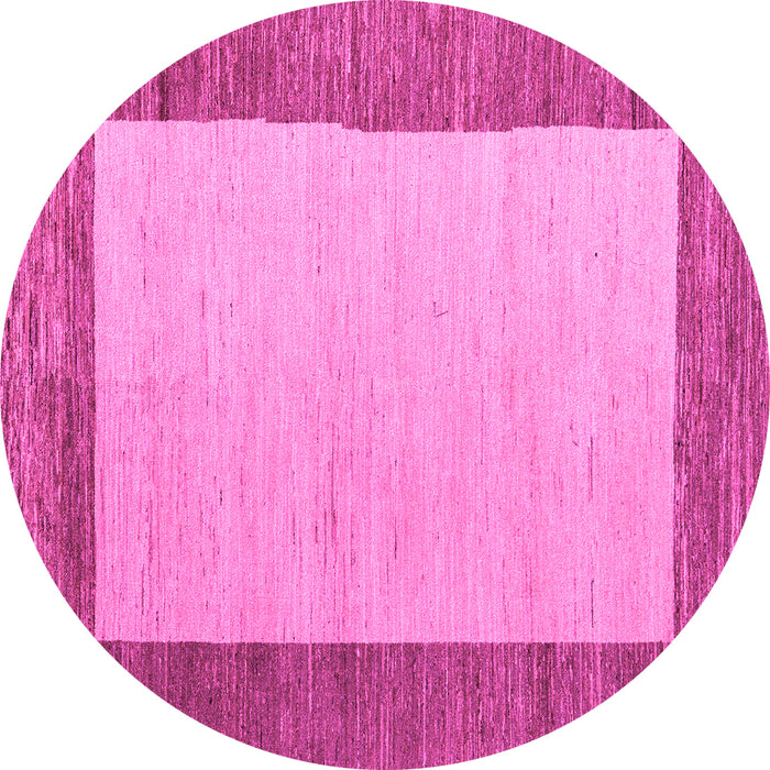 Round Machine Washable Abstract Pink Modern Rug, wshabs5457pnk