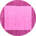 Round Machine Washable Abstract Pink Modern Rug, wshabs5457pnk