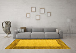 Machine Washable Abstract Yellow Modern Rug in a Living Room, wshabs5457yw