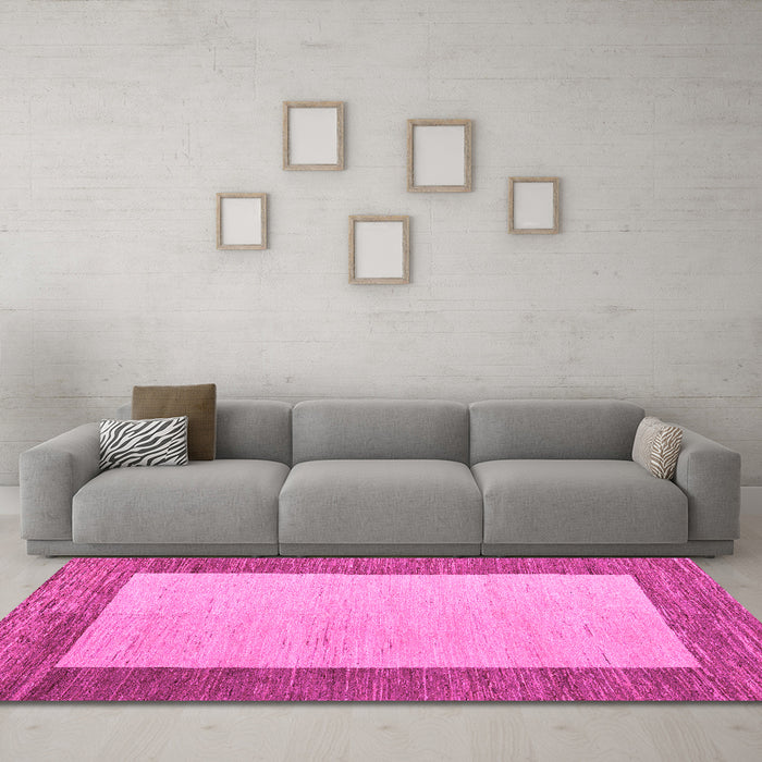 Machine Washable Abstract Pink Modern Rug in a Living Room, wshabs5457pnk