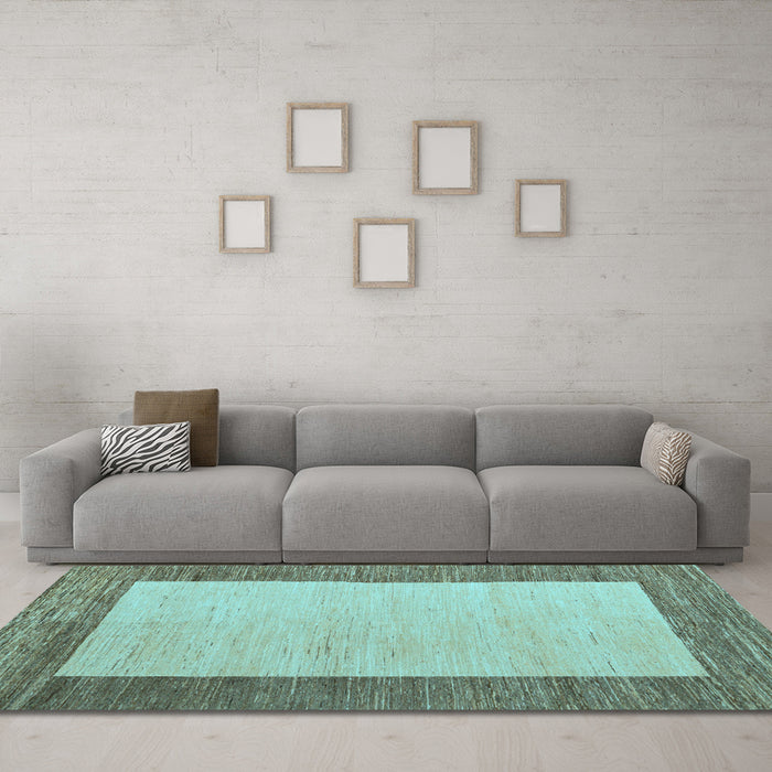 Machine Washable Abstract Light Blue Modern Rug in a Living Room, wshabs5457lblu