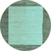 Round Abstract Light Blue Modern Rug, abs5457lblu