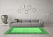 Machine Washable Abstract Emerald Green Modern Area Rugs in a Living Room,, wshabs5457emgrn