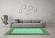 Machine Washable Abstract Turquoise Modern Area Rugs in a Living Room,, wshabs5457turq