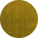 Round Abstract Yellow Modern Rug, abs5458yw