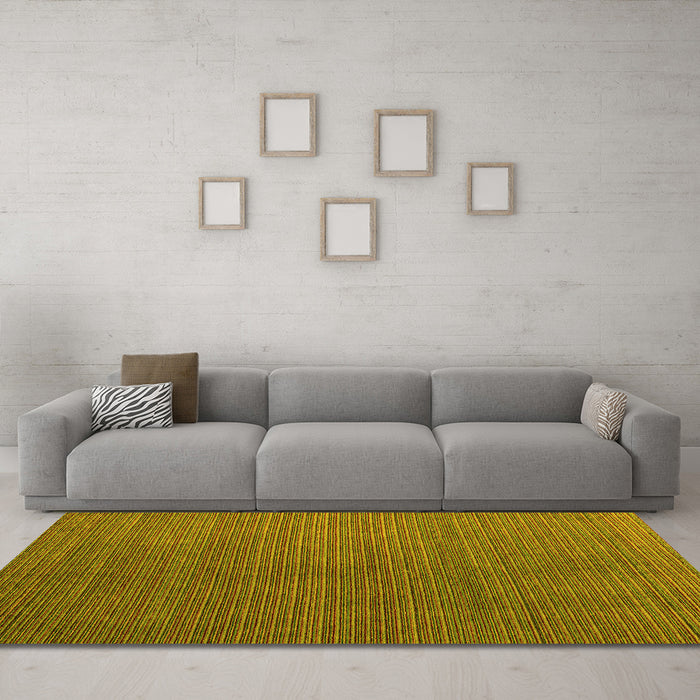 Machine Washable Abstract Yellow Modern Rug in a Living Room, wshabs5458yw