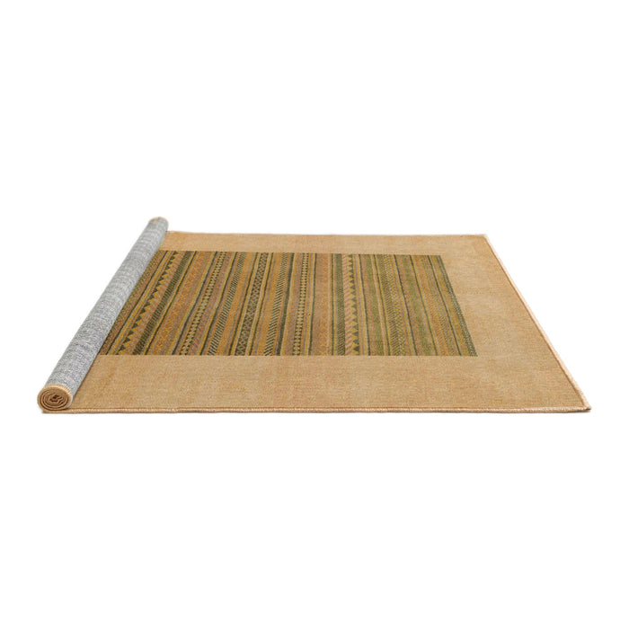 Sideview of Machine Washable Abstract Cinnamon Brown Rug, wshabs5459