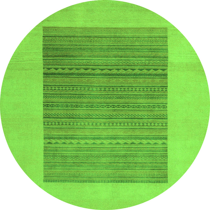 Round Machine Washable Abstract Green Modern Area Rugs, wshabs5459grn