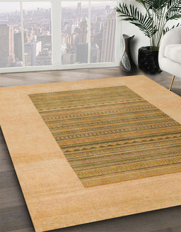 Abstract Cinnamon Brown Modern Rug in Family Room, abs5459
