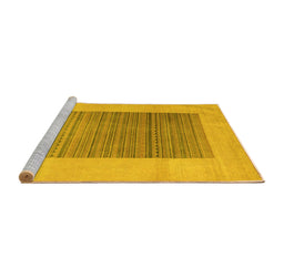 Sideview of Machine Washable Abstract Yellow Modern Rug, wshabs5459yw