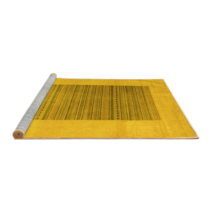 Sideview of Machine Washable Abstract Yellow Modern Rug, wshabs5459yw