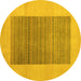 Round Abstract Yellow Modern Rug, abs5459yw