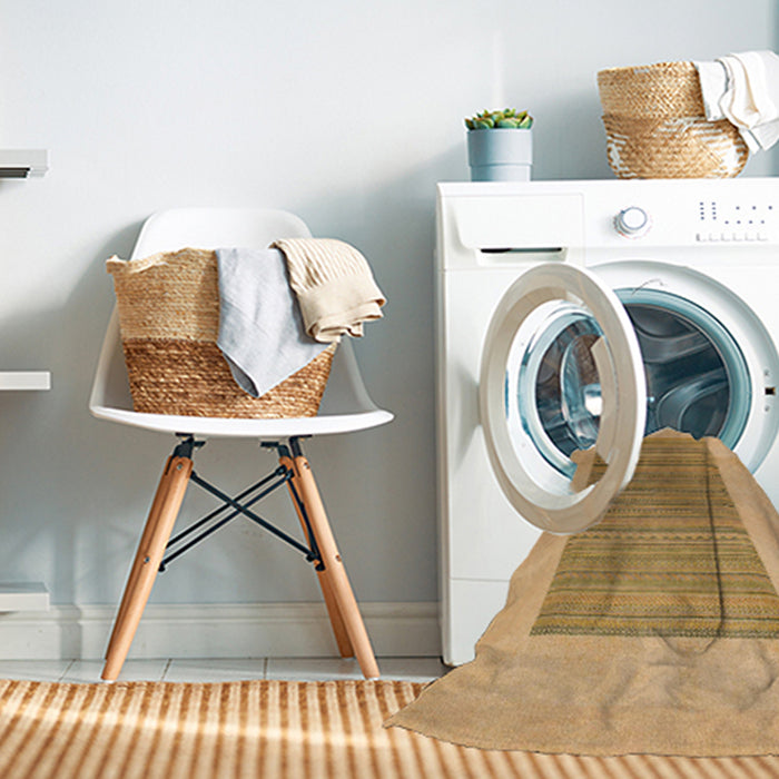 Machine Washable Abstract Cinnamon Brown Rug in a Washing Machine, wshabs5459