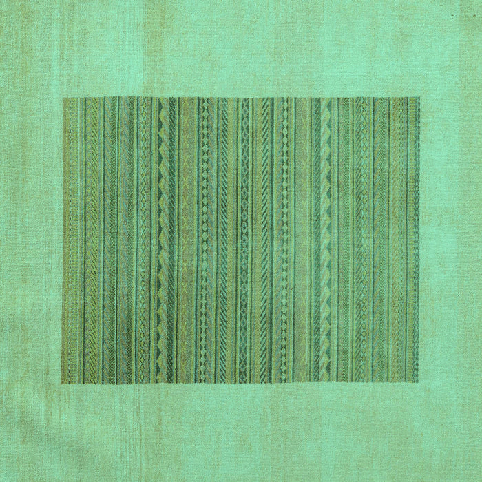 Square Machine Washable Abstract Turquoise Modern Area Rugs, wshabs5459turq