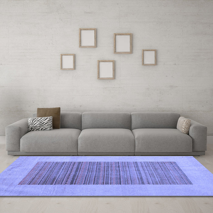 Machine Washable Abstract Blue Modern Rug in a Living Room, wshabs5459blu