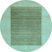 Round Abstract Light Blue Modern Rug, abs5459lblu