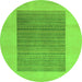 Round Abstract Green Modern Rug, abs5459grn