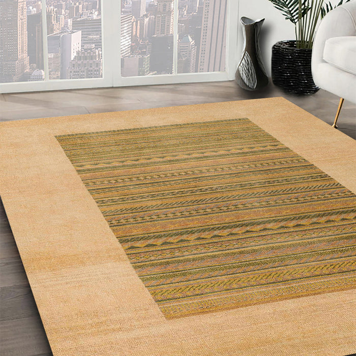 Machine Washable Abstract Cinnamon Brown Rug in a Family Room, wshabs5459