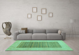 Machine Washable Abstract Turquoise Modern Area Rugs in a Living Room,, wshabs5459turq