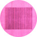 Round Machine Washable Abstract Pink Modern Rug, wshabs5459pnk