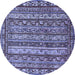 Round Abstract Blue Modern Rug, abs545blu