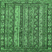 Square Machine Washable Abstract Emerald Green Modern Area Rugs, wshabs545emgrn