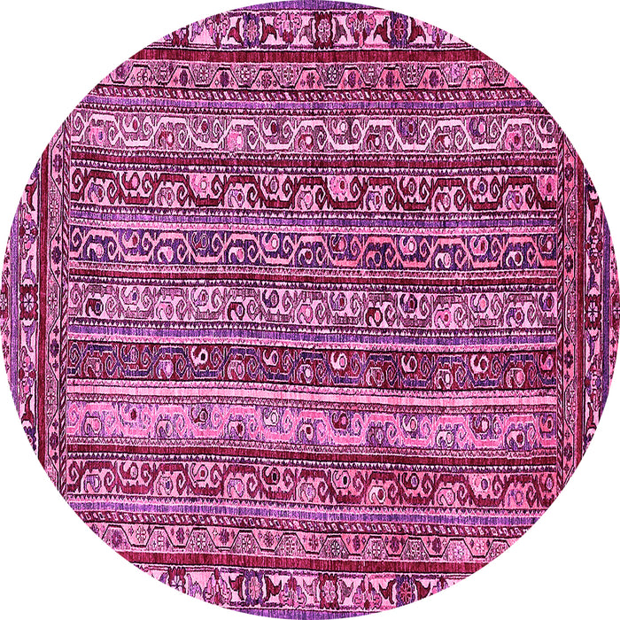 Round Machine Washable Abstract Pink Modern Rug, wshabs545pnk