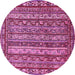 Round Machine Washable Abstract Pink Modern Rug, wshabs545pnk