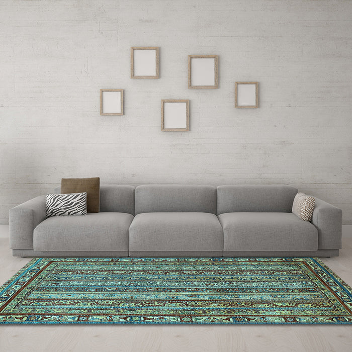 Machine Washable Abstract Light Blue Modern Rug in a Living Room, wshabs545lblu