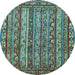 Round Abstract Light Blue Modern Rug, abs545lblu