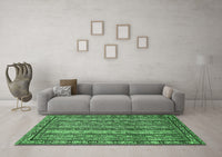 Machine Washable Abstract Emerald Green Modern Rug, wshabs545emgrn