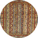 Round Abstract Red Modern Rug, abs545