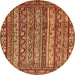 Round Abstract Orange Modern Rug, abs545org