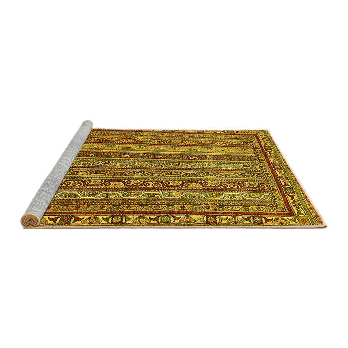 Sideview of Machine Washable Abstract Yellow Modern Rug, wshabs545yw